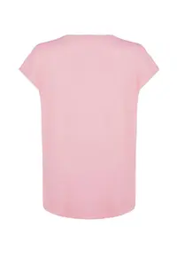 Trendyol Curve Pink relaxed V-neck slit 100% Cotton Knitting T-Shirt - Image 7