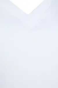 Trendyol Curve White relaxed V-neck slit 100% Cotton Knitting T-Shirt - Image 7