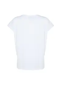 Trendyol Curve White relaxed V-neck slit 100% Cotton Knitting T-Shirt - Image 8