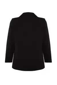 Trendyol Curve Black Double Closure Weaving Blazer Jacket - Image 8