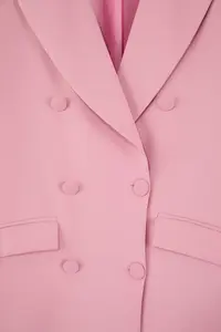 Trendyol Curve Light Pink Double Closure Weaving Blazer Plus Size Jacket - Image 4