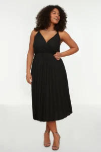 Trendyol Curve Black Double breasted Yaka Sleeveless Knitting Dress