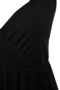 Trendyol Curve Black Double breasted Yaka Sleeveless Knitting Dress - Image 6