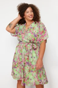 Trendyol Curve Multicolored Siphon Weaving Plus Size Dress - Image 3