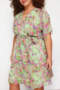 Trendyol Curve Multicolored Siphon Weaving Plus Size Dress - Image 4