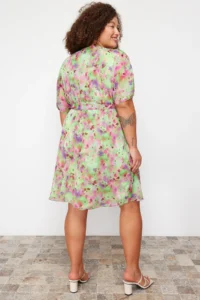 Trendyol Curve Multicolored Siphon Weaving Plus Size Dress - Image 6