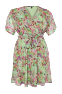 Trendyol Curve Multicolored Siphon Weaving Plus Size Dress - Image 7