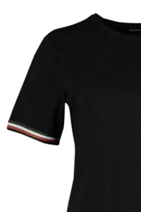 Trendyol Curve Black Crew Neck 100% Cotton Sleeves with Bias Detail Knitting Plus Size T-Shirt Dress - Image 7