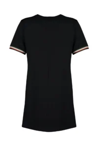 Trendyol Curve Black Crew Neck 100% Cotton Sleeves with Bias Detail Knitting Plus Size T-Shirt Dress - Image 8