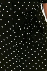 Trendyol Curve Black Polka Dot Belted Midi Plus Size Weaving Dress - Image 4
