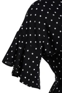 Trendyol Curve Black Polka Dot Belted Midi Plus Size Weaving Dress - Image 7
