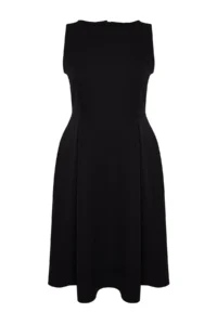 Trendyol Curve Black A-line Weaving Pocket Detail Dress - Image 6
