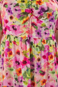 Trendyol Curve Multicolored-Pink flower patterned Weaving Ruffle Detailed Dress - Image 4