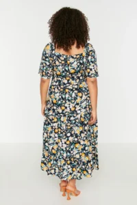 Trendyol Curve Multicolored flower patterned Weaving Ruffle Detailed Dress - Image 5