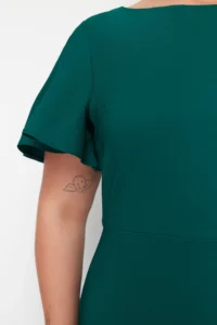 Trendyol Curve Dark Green Finike Weaving Plus Size Dress - Image 6