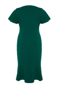 Trendyol Curve Dark Green Finike Weaving Plus Size Dress - Image 9