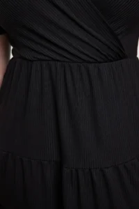Trendyol Curve Black V-neck Stakter Knitting Plus Size Dress - Image 4