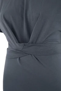 Trendyol Curve Anthracite Plain Kesim Binding Detailed slit Maxi/LONG 100% Cotton Knitting Plus Size Dress - Image 4