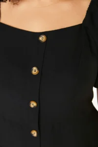 Trendyol Curve Black Weaving Buttoned Front Dress - Image 4