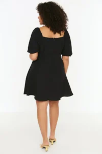 Trendyol Curve Black Weaving Buttoned Front Dress - Image 5