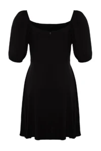 Trendyol Curve Black Weaving Buttoned Front Dress - Image 8