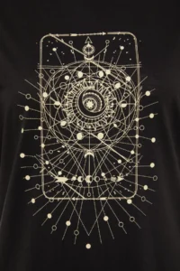 Trendyol Curve Black Geometric Printed 100% Cotton Knitting Plus Size T-Shirt Dress - Image 7