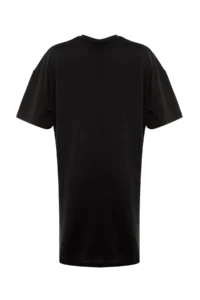 Trendyol Curve Black Geometric Printed 100% Cotton Knitting Plus Size T-Shirt Dress - Image 8