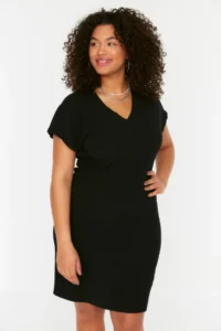 Trendyol Curve Black Plain Kesim Knitting Dress - Image 2