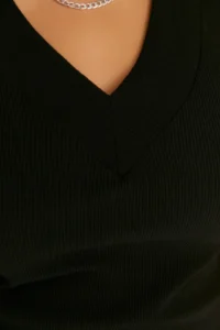 Trendyol Curve Black Plain Kesim Knitting Dress - Image 4