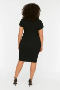 Trendyol Curve Black Plain Kesim Knitting Dress - Image 5