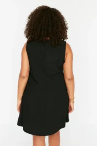 Trendyol Curve Black A-line Crepe Knitting Dress - Image 5