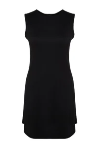 Trendyol Curve Black A-line Crepe Knitting Dress - Image 6