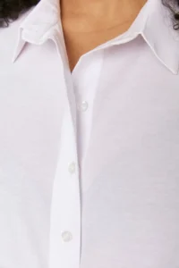 Trendyol Curve White Loose Fit Basic Cotton Long Sleeve Weaving Plus Size Shirt - Image 7