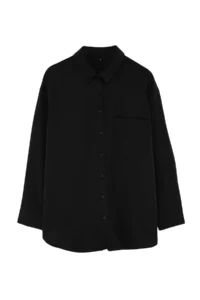 Trendyol Curve Black Loose Fit Cotton Long Sleeve Plus Size Weaving Shirt - Image 3