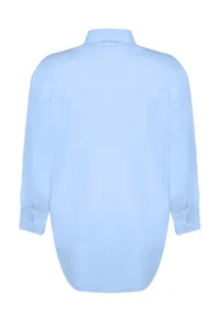 Trendyol Curve Mavi Loose Fit Cotton Long Sleeve Plus Size Weaving Shirt - Image 10