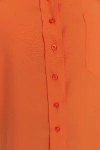 Trendyol Curve Orange Loose Fit Cotton Long Sleeve Plus Size Weaving Shirt - Image 5