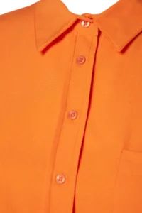 Trendyol Curve Orange Loose Fit Cotton Long Sleeve Plus Size Weaving Shirt - Image 8