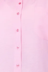 Trendyol Curve Powder Pink Loose Fit Cotton Long Sleeve Plus Size Weaving Shirt - Image 5