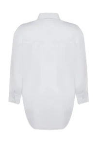 Trendyol Curve White Loose Fit Cotton Long Sleeve Plus Size Weaving Shirt - Image 13
