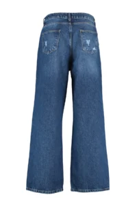 Trendyol Curve Dark Blue High Waist Destroylu Wide Leg/Wide Leg 100% Cotton plus size jeans - Image 14