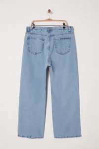 Trendyol Curve Buz Blue High Waist Destroylu Wide Leg/Wide Leg 100% Cotton Non-Stretch jeans - Image 7