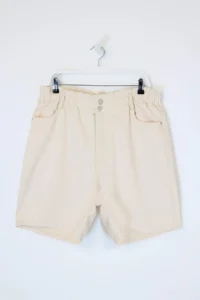 Trendyol Curve Beige Elastic High Waist Wide Cut 100% Cotton Non-Stretch Plus Size Denim Shorts