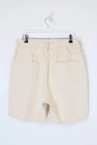 Trendyol Curve Beige Elastic High Waist Wide Cut 100% Cotton Non-Stretch Plus Size Denim Shorts - Image 3