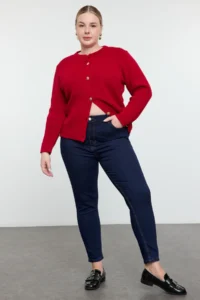 Trendyol Curve Dark Blue High Waist Flexible Plus Size skinny jeans