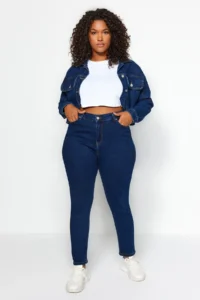 Trendyol Curve Dark Blue High Waist Flexible Plus Size skinny jeans - Image 13