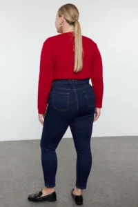 Trendyol Curve Dark Blue High Waist Flexible Plus Size skinny jeans - Image 6