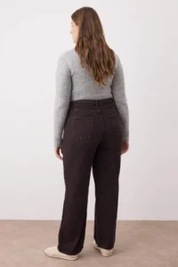 Trendyol Curve Brown High Waist Wide Leg/Wide Leg 100% Cotton Non-Stretch plus size jeans - Image 4