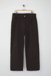 Trendyol Curve Brown High Waist Wide Leg/Wide Leg 100% Cotton Non-Stretch plus size jeans - Image 5