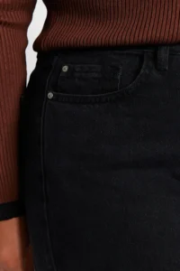 Trendyol Curve Anthracite High Waist Wide Leg/Wide Leg 100% Cotton Non-Stretch plus size jeans - Image 14