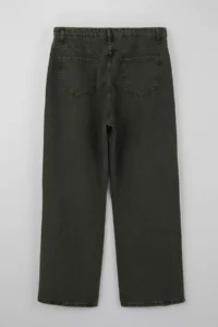 Trendyol Curve Green High Waist Wide Leg/Wide Leg 100% Cotton Non-Stretch plus size jeans - Image 4